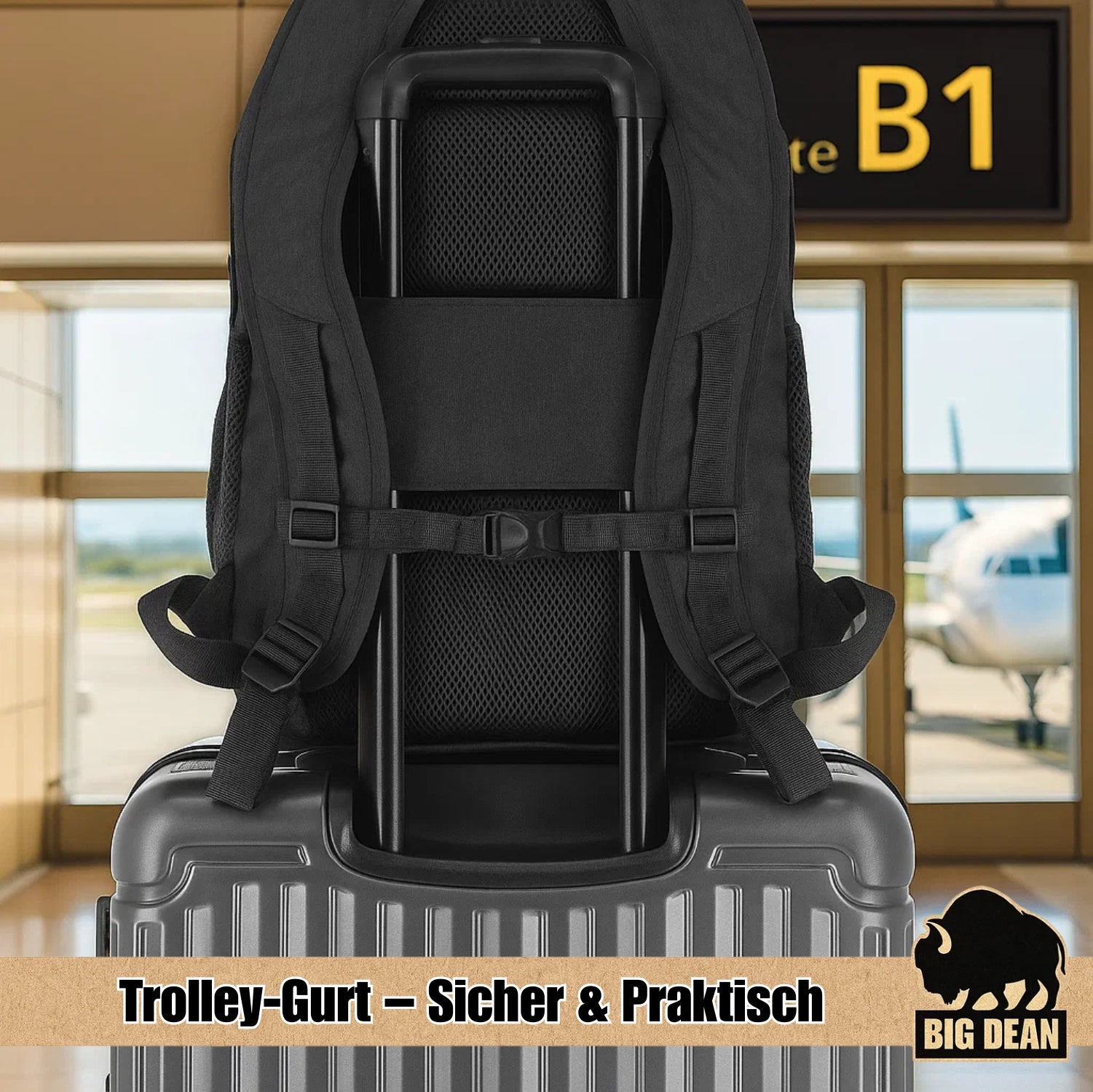 BigDean Laptop Rucksack bis 15,6 Zoll 45cm ca. 22L Handgepäck Rucksack Backpack Tagesrucksack 5