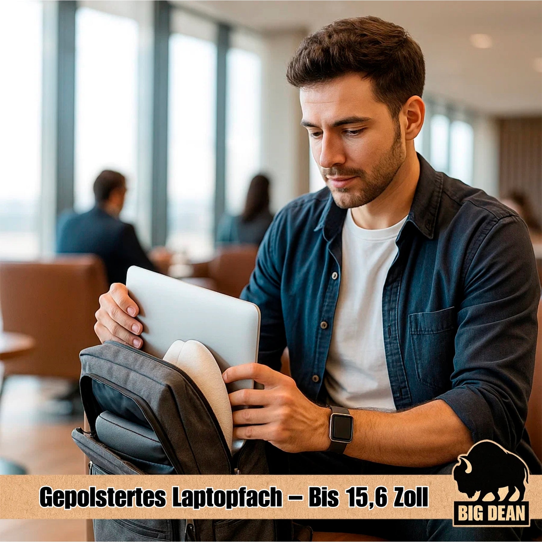 BigDean Laptop Rucksack bis 15,6 Zoll 45cm ca. 22L Handgepäck Rucksack Backpack Tagesrucksack 6