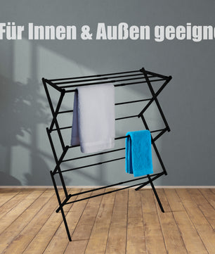 Wäscheständer platzsparend Schwarz – Wäscheturm mit Teleskopfunktion & 6 Ebenen - 5 bis 10m Trockenlänge 6