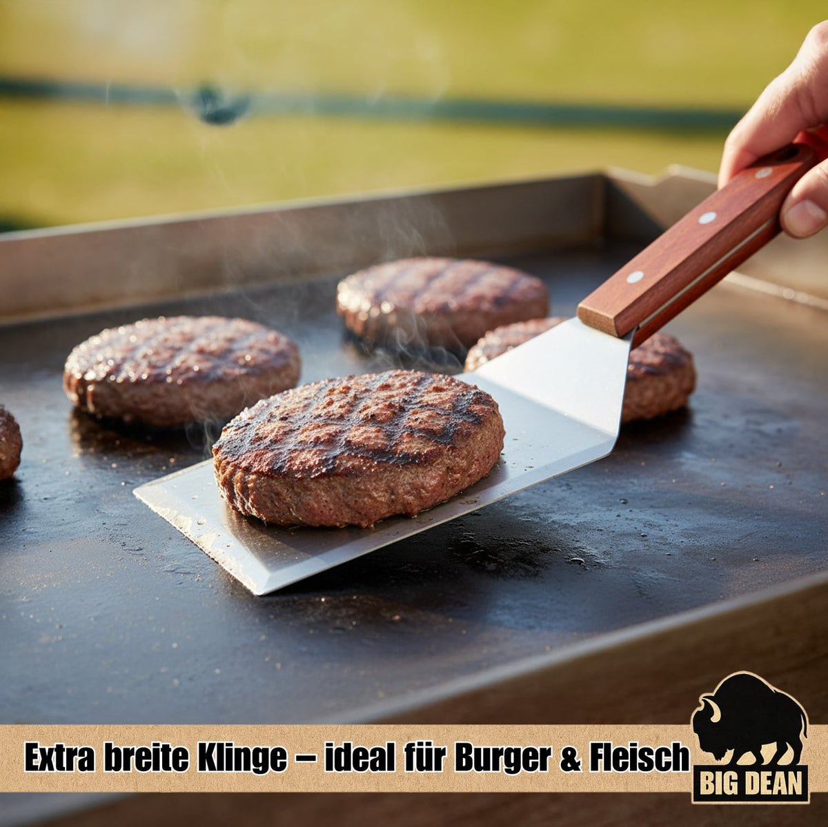 2er Set Grillspachtel Edelstahl + Holfgriffe image 2