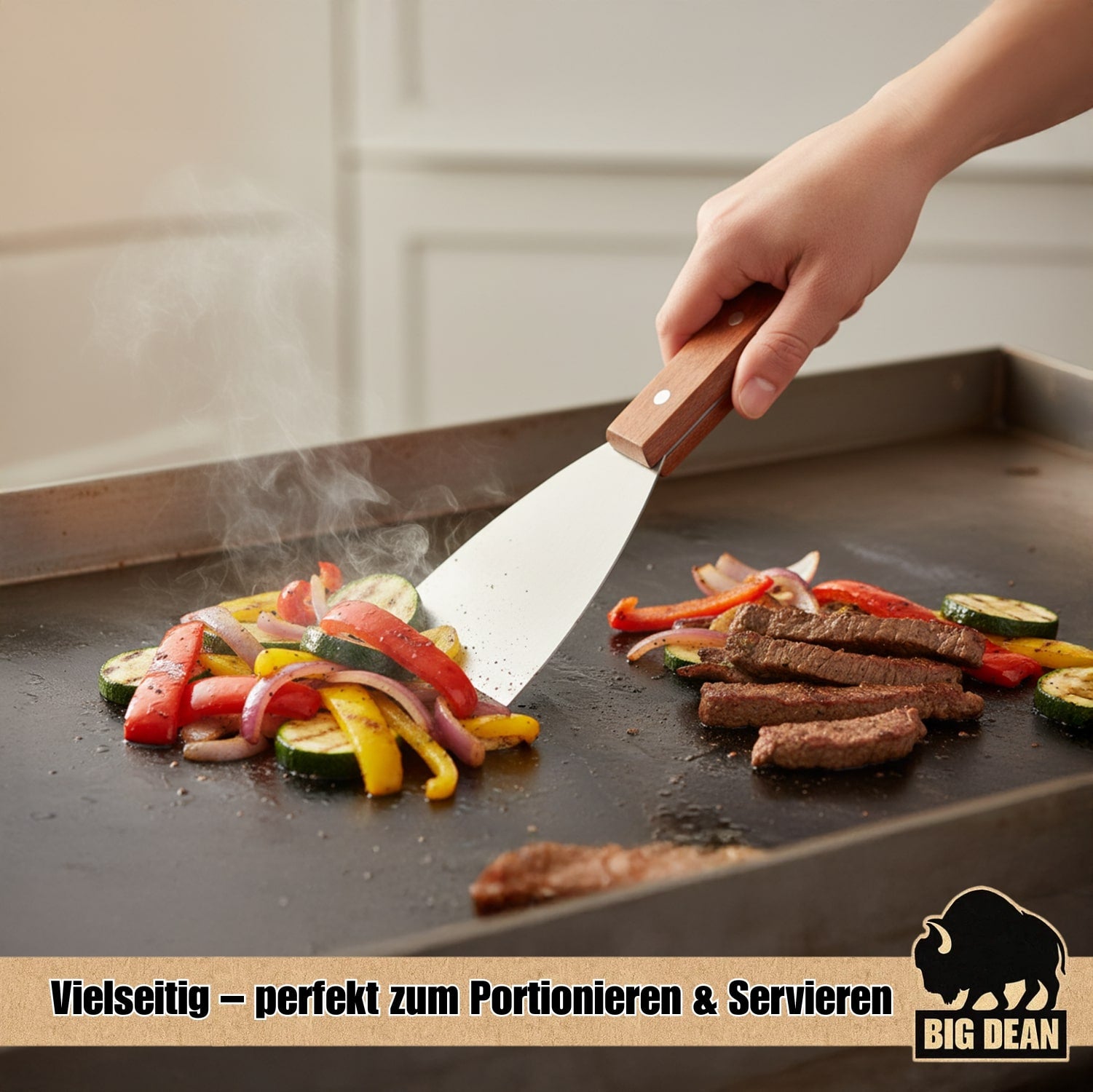 BigDean 2er Set Grillspachtel Plancha Spachtel Grillspachtel Edelstahl Plancha Zubehör Grillspachtel 4