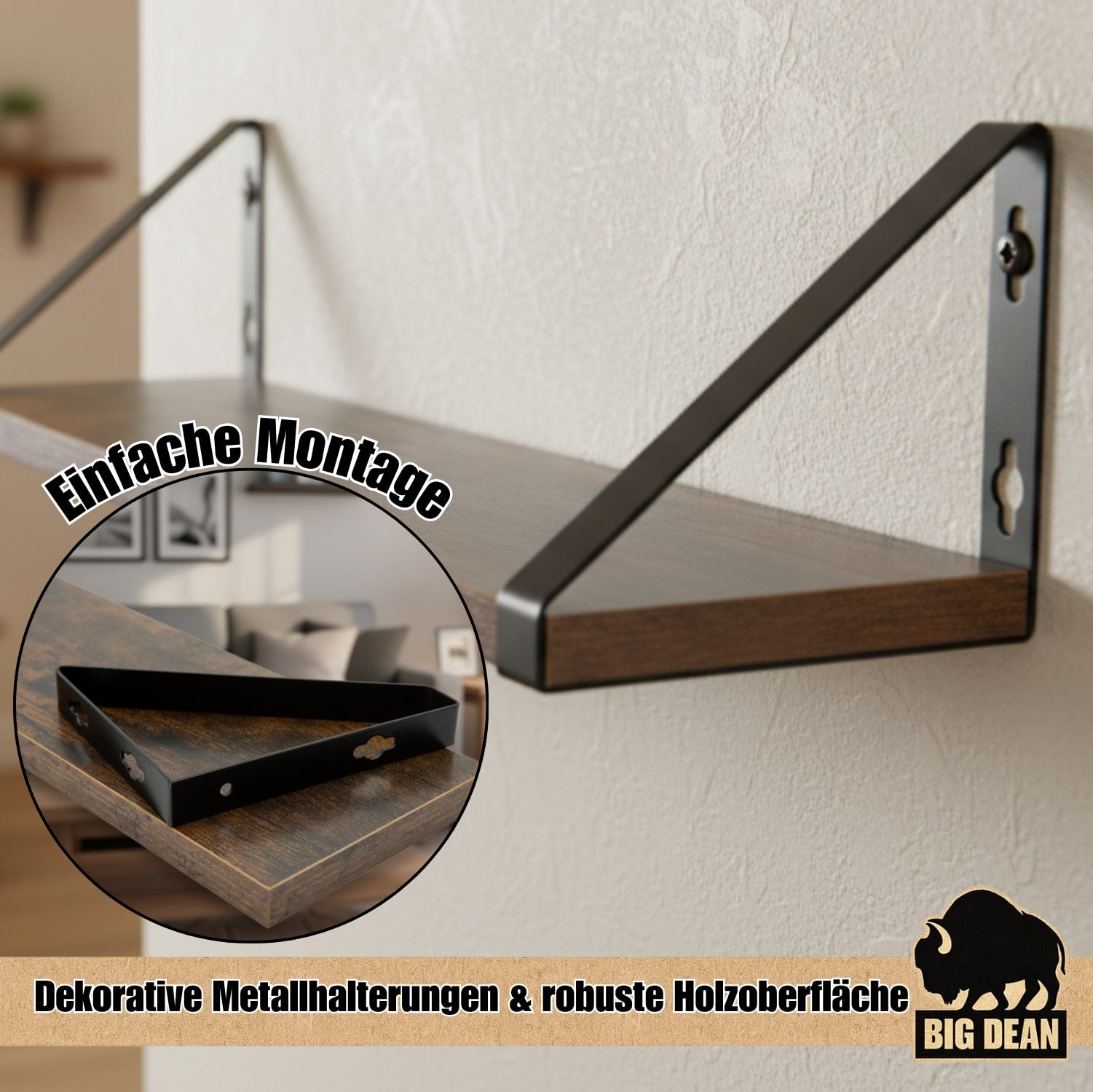 BigDean 3er Set Wandregal Wall Shelf 2 Montagemöglichkeiten 30/35/40 cm Regal Wand Regalbrett Regale 6