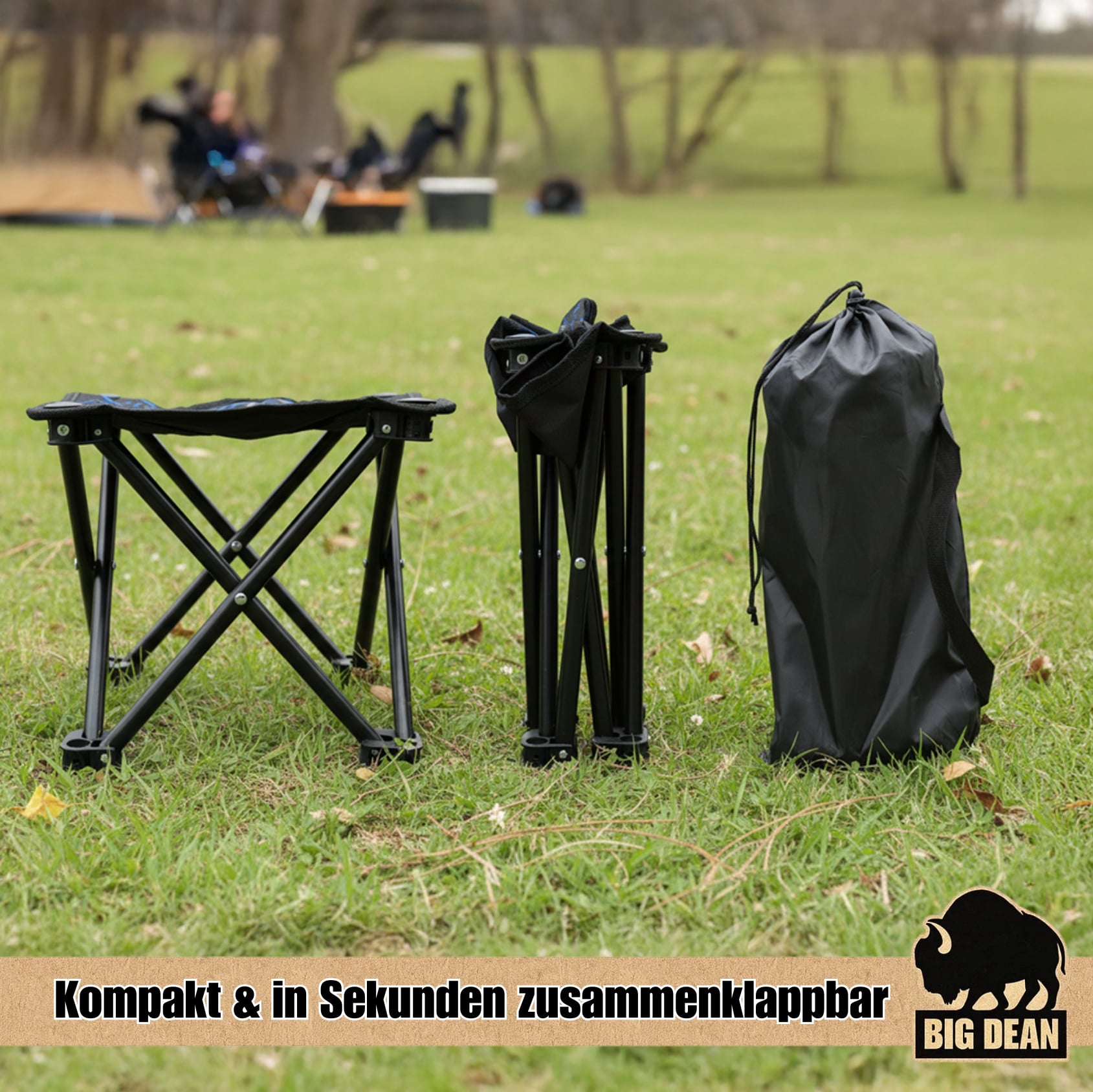 BigDean Kleiner Camping Hocker 23cm Angelhocker Campinghocker Dreibeinhocker Falthocker 4