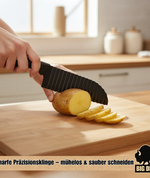 BigDean Wellenschneider Wellenmesser inkl. Klingenschutz Riffelmesser Wellenschneider für Gemüse  3