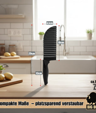BigDean Wellenschneider Wellenmesser inkl. Klingenschutz Riffelmesser Wellenschneider für Gemüse  5