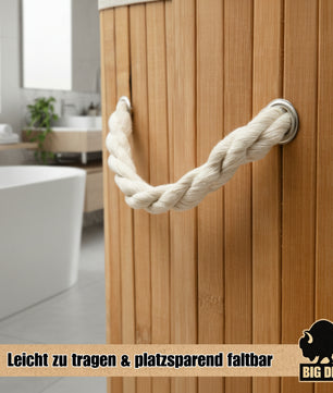 BigDean Wäschekorb Bambus 72L Wäschesammler Wäschetruhe Wäschetonne Wäschekorb mit Deckel Wäschesack 5