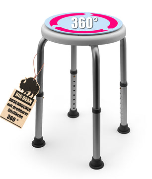 Duschhocker 360° drehbarer belastbarer Duschstuhl bis 136 kg höhenverstellbarer Duschhocker. rutschf