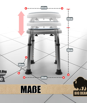 Duschhocker 360° drehbarer belastbarer Duschstuhl bis 136 kg höhenverstellbarer Duschhocker. rutschf 3