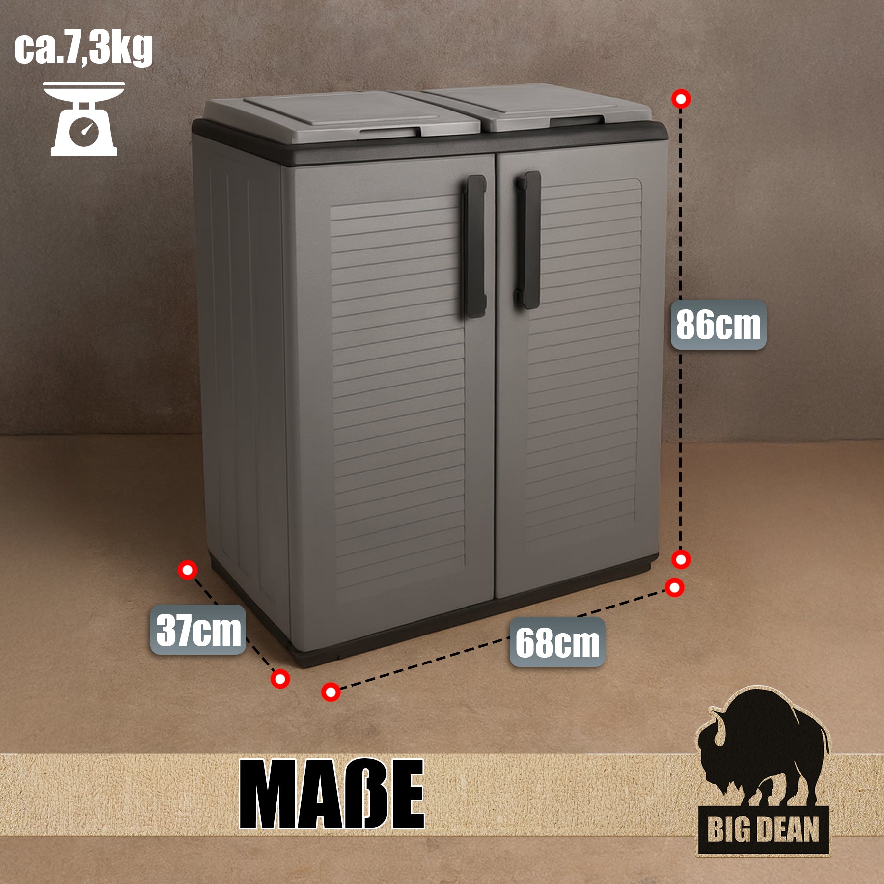 Mülltrennsystem Schrank Recycling System auch für Gelben Sack Made in Italy 3