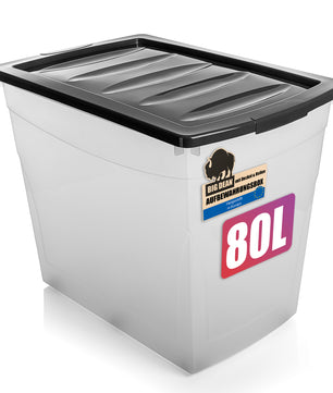 80 L Aufbewahrungsbox mit Deckel und Rollen groß Budget Line Plastikbox mit Deckel XXL