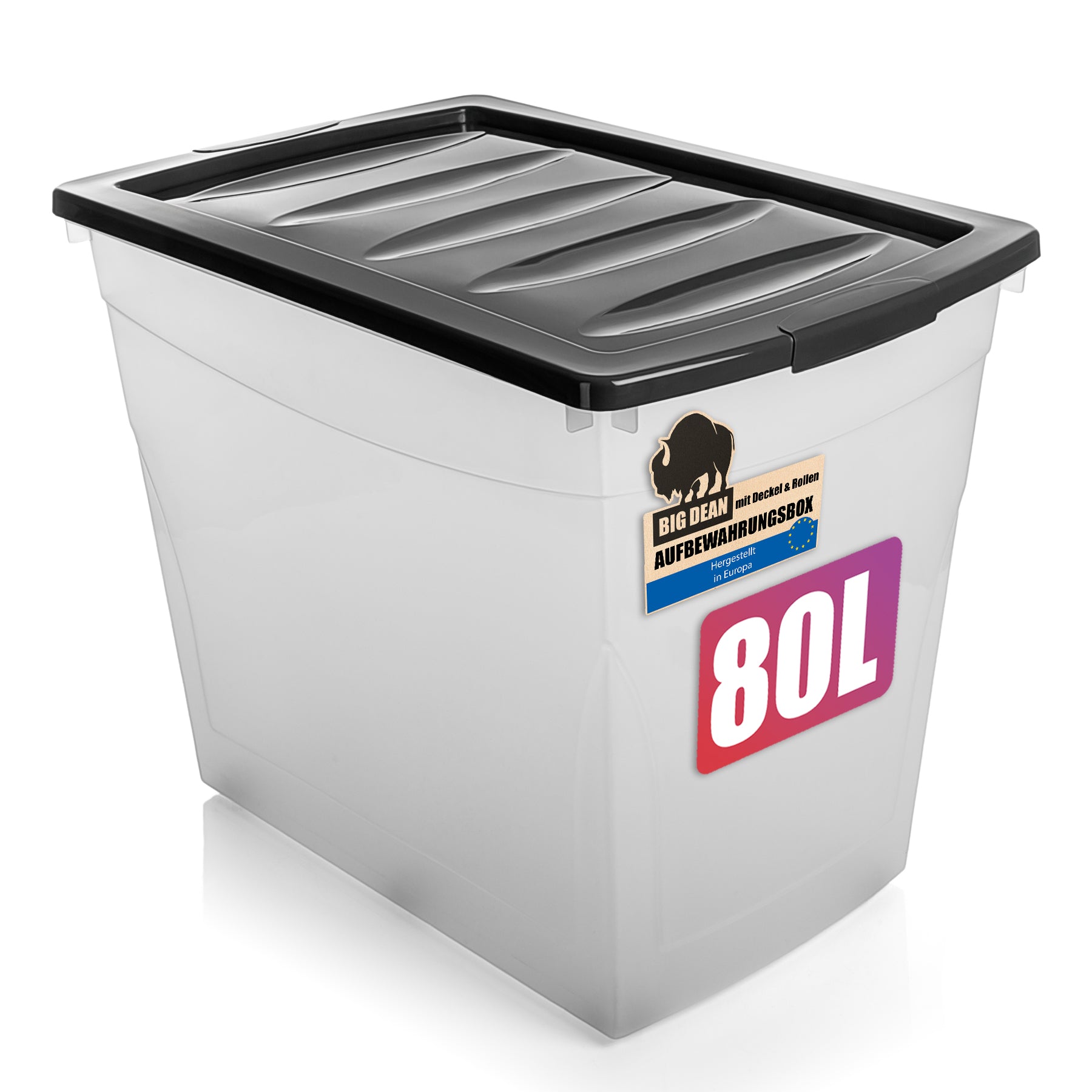 80 L Aufbewahrungsbox mit Deckel und Rollen groß Budget Line Plastikbox mit Deckel XXL