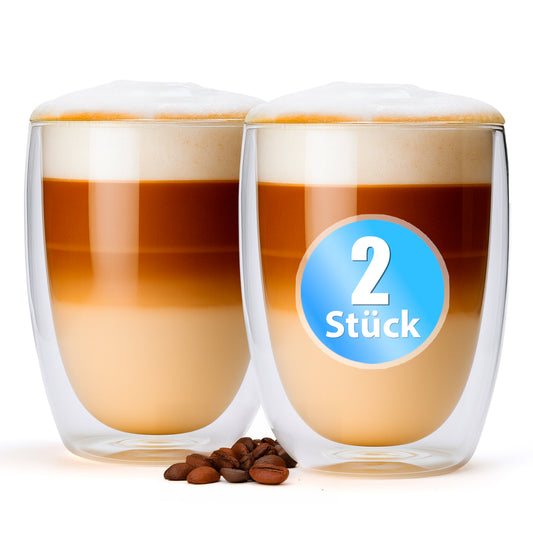 BigDean 2 Stück doppelwandige Latte Macchiato Gläser 300 ml – Kaffeegläser in Geschenkverpackung image 1