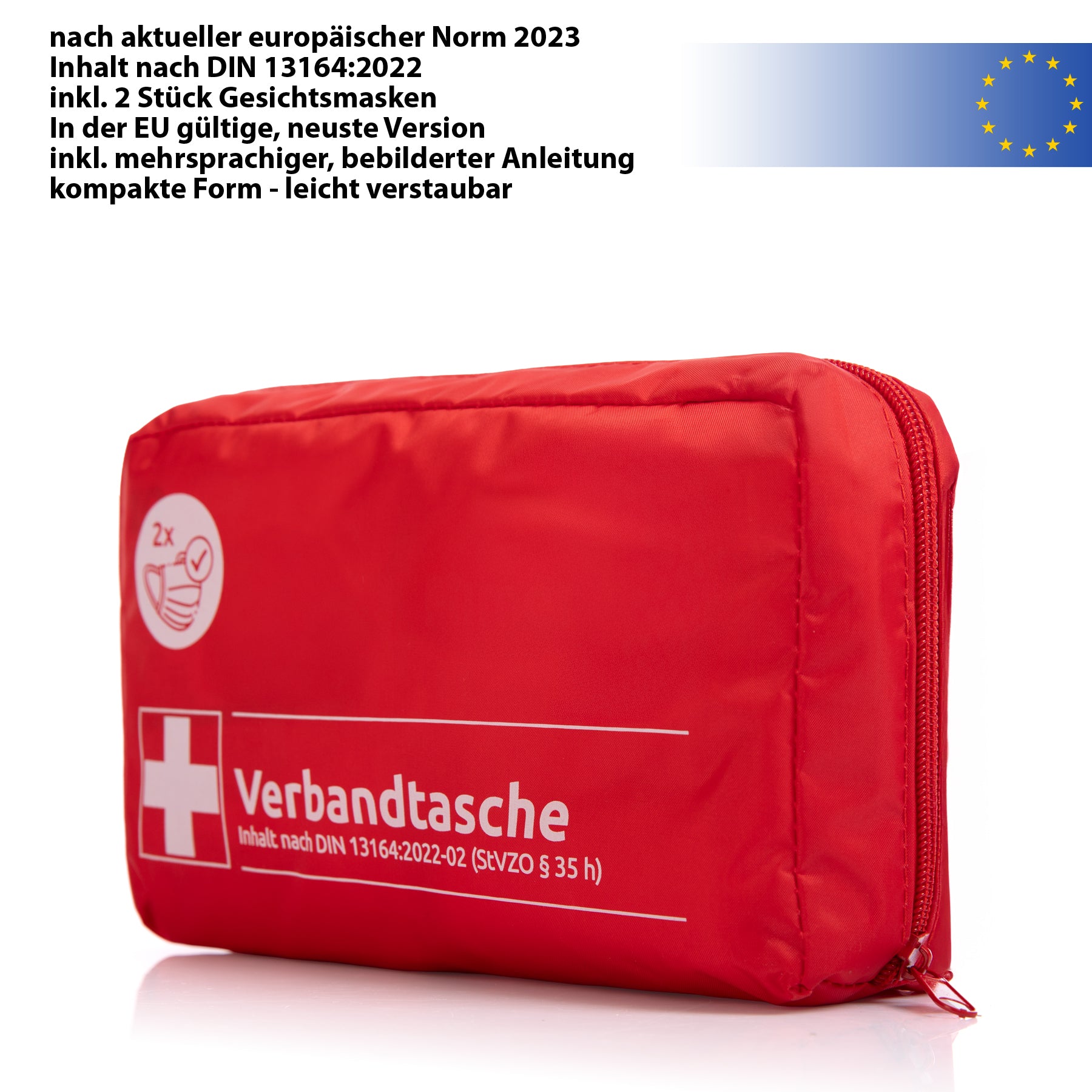 2x Verbandskasten Verbandstasche - rot nach DIN 13164:2022 - Erste Hilfe Set Auto 5