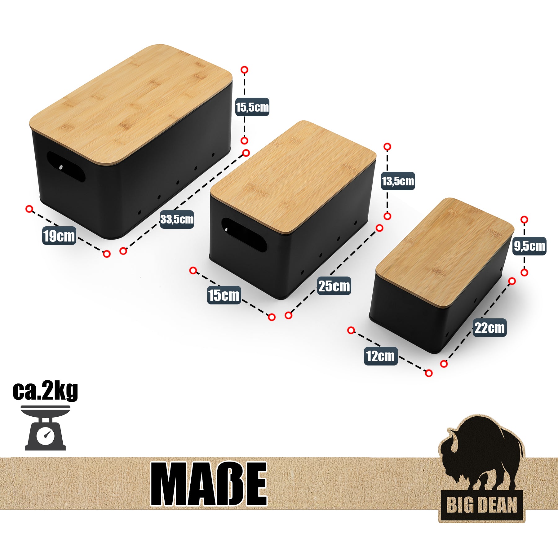 BigDean 3er Set Kartoffel Aufbewahrungsbox für Kartoffel, Zwiebel & Knoblauch Zwiebel Aufbewahrung 3