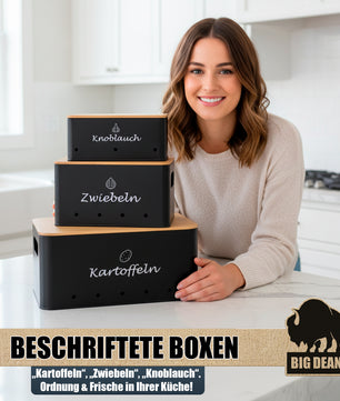 BigDean 3er Set Kartoffel Aufbewahrungsbox für Kartoffel, Zwiebel & Knoblauch Zwiebel Aufbewahrung 6