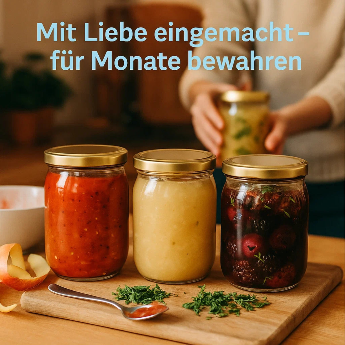 BigDean 6 Stück 1 Liter Einmachgläser mit extra großer Öffnung MADE IN GERMANY image 2