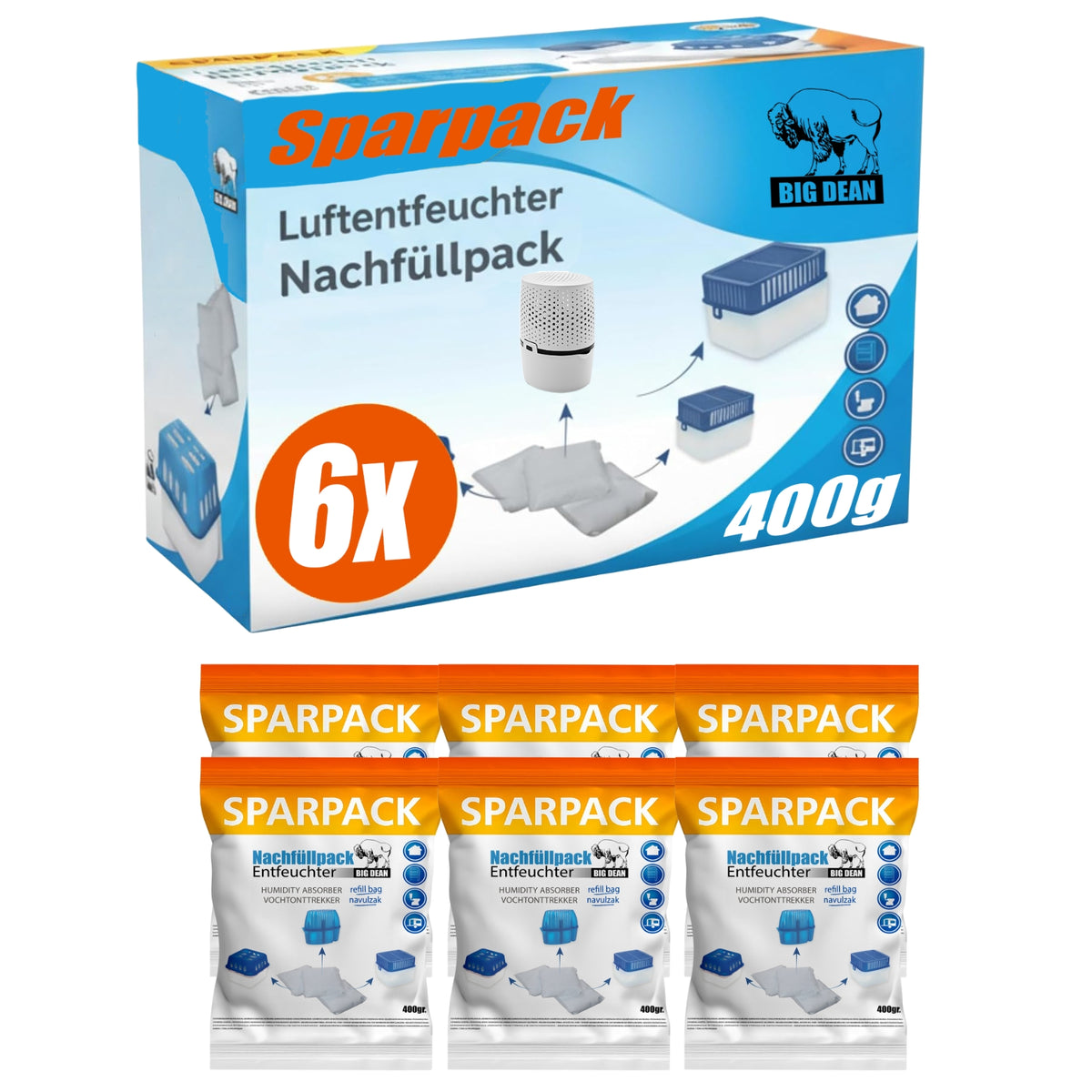 Luftentfeuchter Nachfüllpack 6 x 400 Gramm Premium Granulat image 1