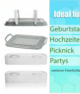 Partycontainer mit 2 Etagen und Hebeeinsatz in Pastell Grün – für Backwaren 4