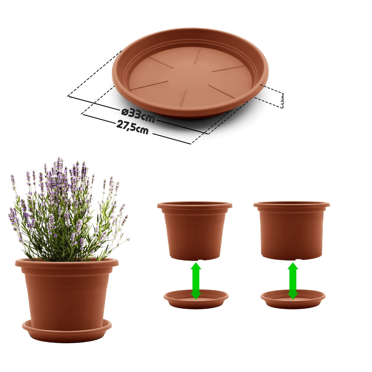 20 Stück Blumentopf Untersetzer Ø 33 cm in Terracotta – Topfuntersetzer  2
