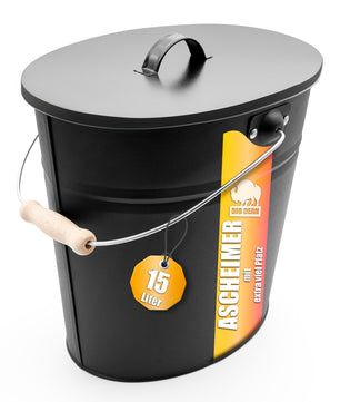 Ascheeimer mit Deckel 15 Liter mit Griff Ascheimer Oval