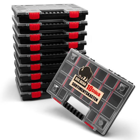 10 Stück XL Sortierbox Sortimentskasten mit flexibler Einteilung MADE IN EUROPE