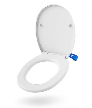 #####- Toilettendeckel Made in Europe mit Doppel Absenkautomatik oval - antibakterieller WC Sitz aus Duroplast weiß belastbar bis 150kg mit Schnellverschluss zum einfachen reinigen - Edelstahl