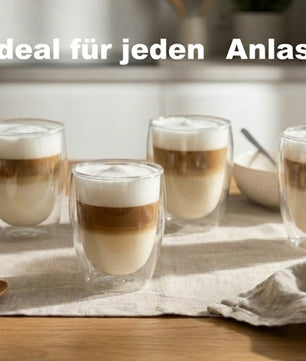 BigDean 2x 300ml doppelwandige Latte Macchiato Gläser Borosilikatglas - doppelwandige Kaffeegläser 2