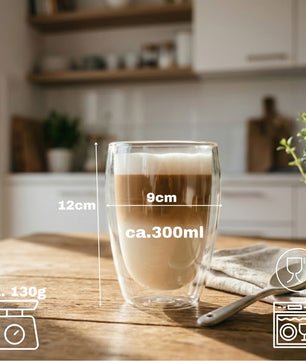 BigDean 4x 300ml doppelwandige Latte Macchiato Gläser Borosilikatglas - doppelwandige Kaffeegläser 3