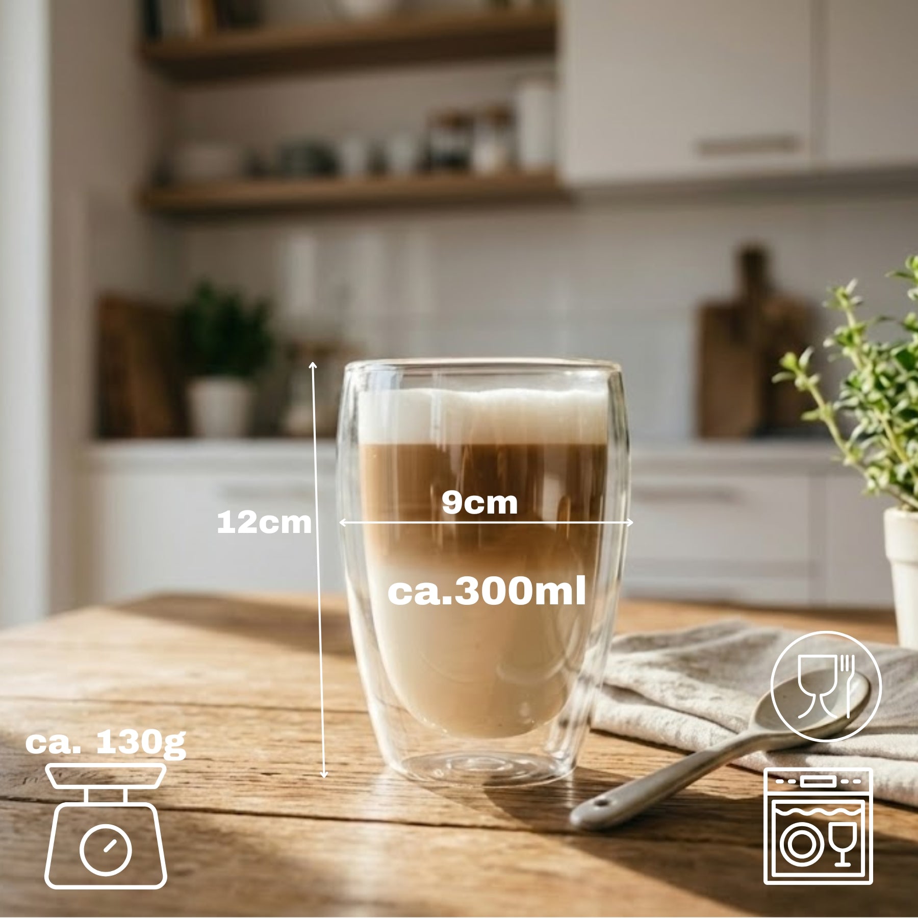 BigDean 6x 300ml doppelwandige Latte Macchiato Gläser Borosilikatglas - doppelwandige Kaffeegläser 3