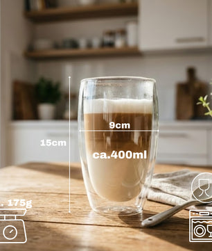 BigDean 4x 400ml doppelwandige Latte Macchiato Gläser Set Thermogläser aus Borosilikatglas 3