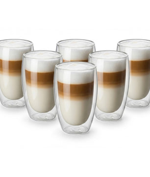 6x 400ml doppelwandige Latte Macchiato Gläser Set Thermogläser aus Borosilikatglas