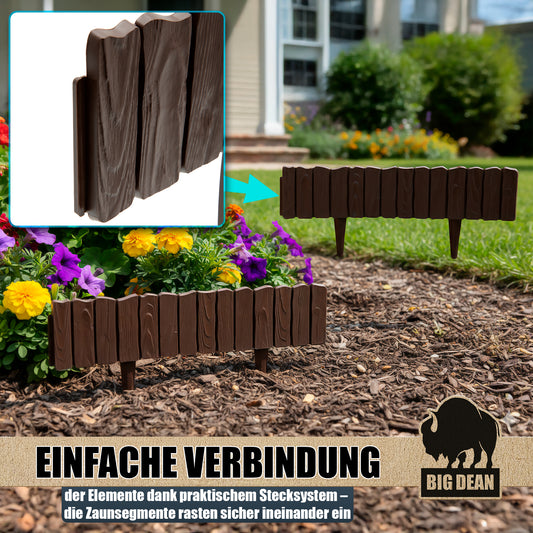 Leicht zu verarbeitende Rasenkante Kunststoff Beeteinfassung Made in Europe 6,96 m lang 13cm hoch BRAUN image 2