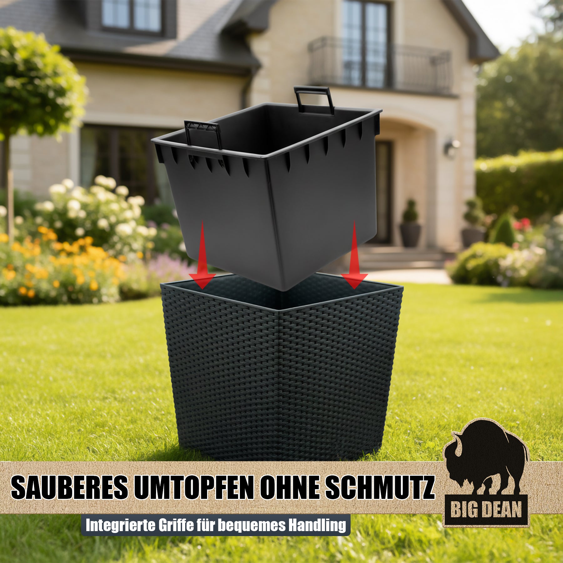 Blumentopf  65L 40x40x41cm mit Innentopf und  Bewässerungssystem