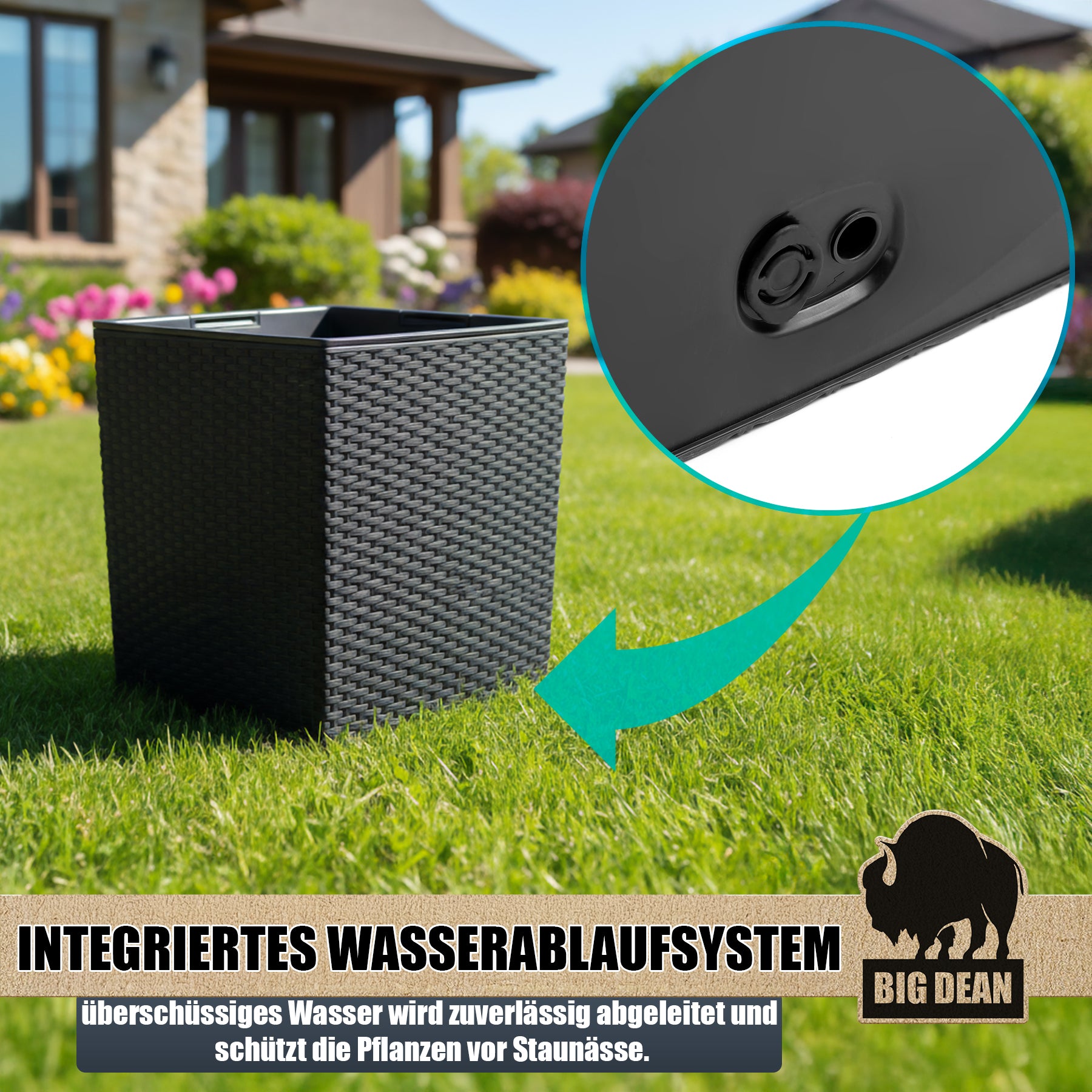 Blumentopf  65L 40x40x41cm mit Innentopf und  Bewässerungssystem
