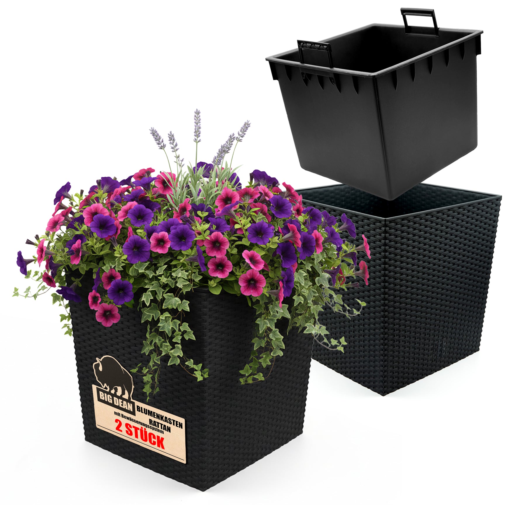 Blumentopf  65L 40x40x41cm mit Innentopf und  Bewässerungssystem