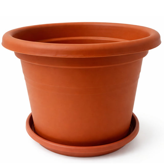 BigDean 1 Stück Blumentopf mit Untersetzer rund ø 35 cm Terracotta – wetterfester Pflanzkübel Made in Europe image 1
