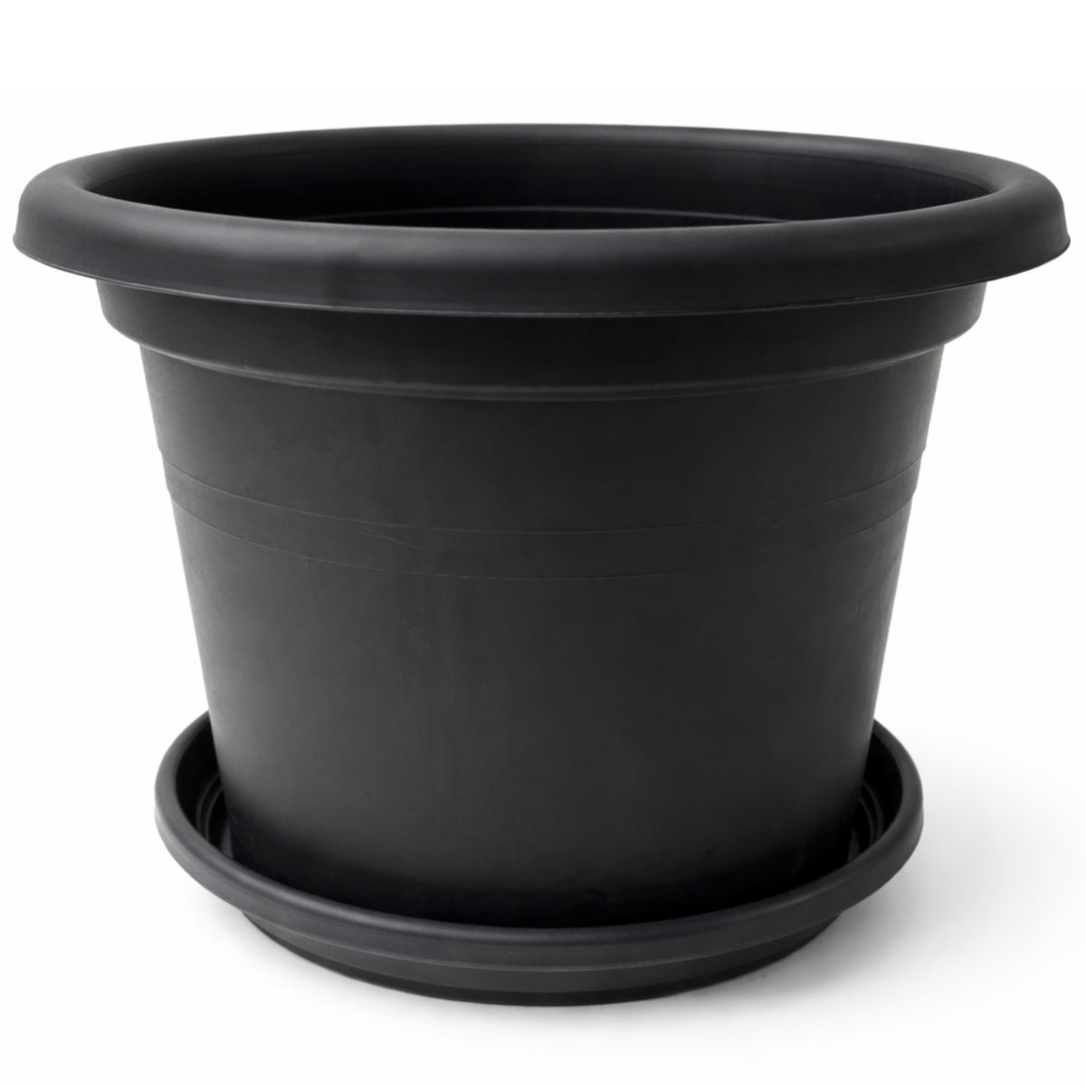 BigDean 1 Stück Blumentopf mit Untersetzer rund ø 35 cm Anthrazit  – wetterfester Pflanzkübel Made in Europe<b><b> image 1