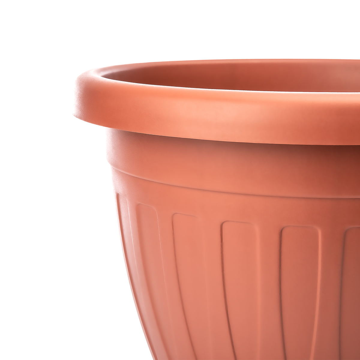 BigDean 50cm Blumentopf mit Untersetzer rund Terracotta - wetterfester Pflanzkübel - Wasserablauf UV-beständig aus bruchsicherem Kunststoff - Innen + Außen geeignet - Made in Europe image 5