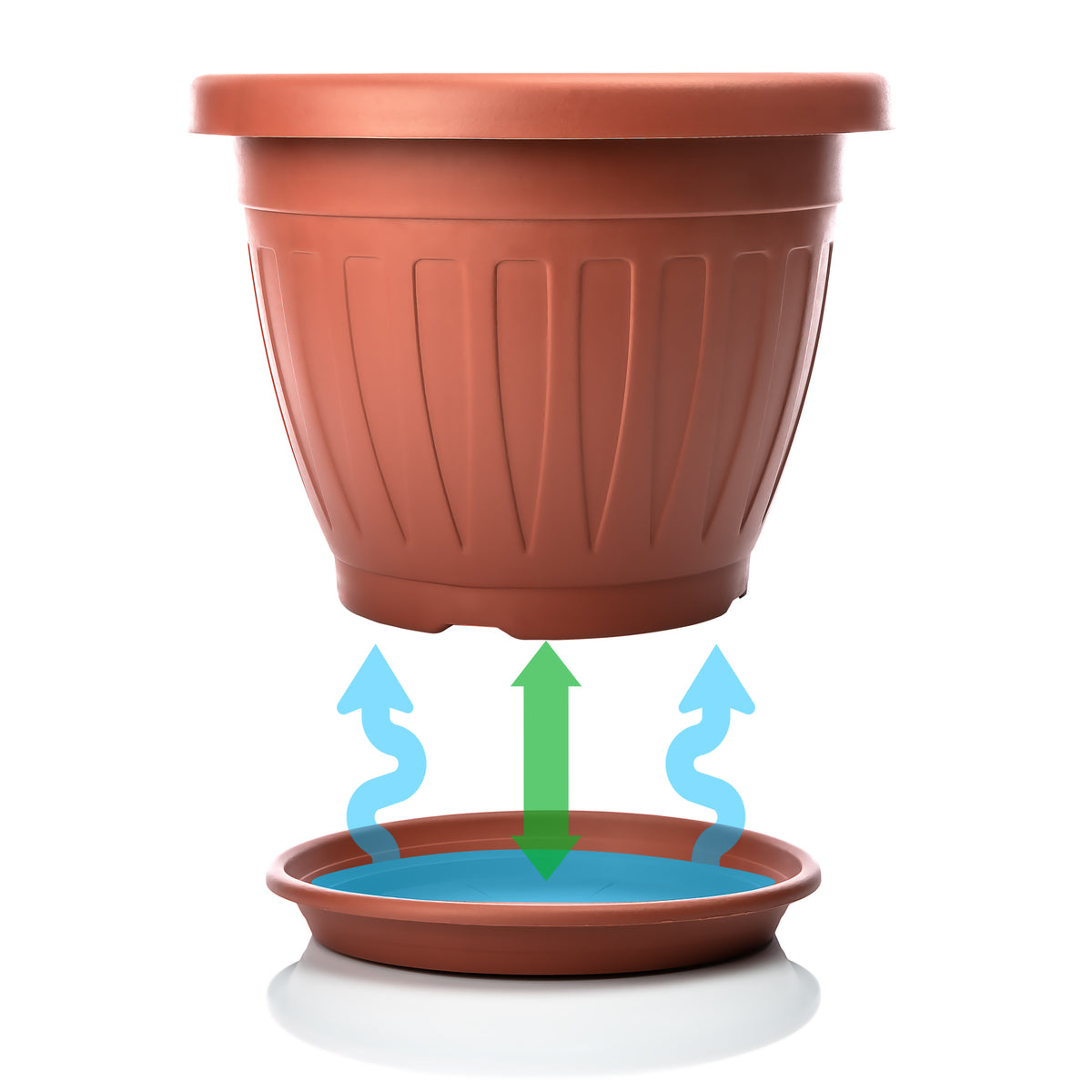 BigDean 50cm Blumentopf mit Untersetzer rund Terracotta - wetterfester Pflanzkübel - Wasserablauf UV-beständig aus bruchsicherem Kunststoff - Innen + Außen geeignet - Made in Europe image 6
