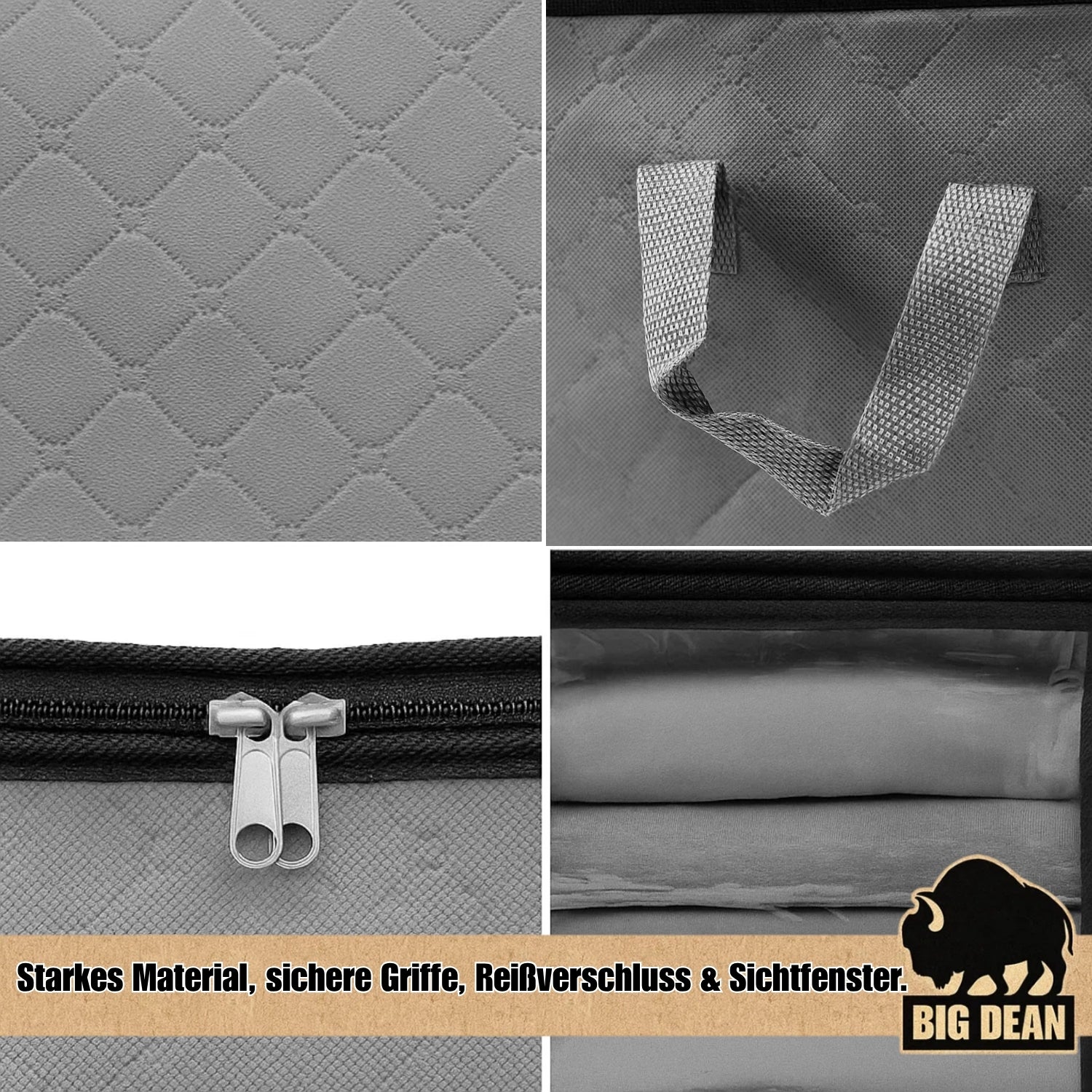 BigDean 6x 90L Aufbewahrungstasche Kleidung Aufbewahrung Kleideraufbewahrung Kleiderboxen Aufbewahrung Kleiderbox Aufbewahrungstasche für Bettdecken Aufbewahrungsbox mit Deckel image 6