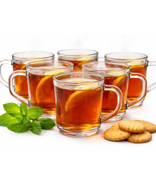 6 Stück Teegläser Set Teegläser mit Henkel 230 ml Latte Macchiato Gläser robustes Teeglas