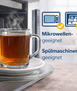 6 Stück Teegläser Set Teegläser mit Henkel 230 ml Latte Macchiato Gläser robustes Teeglas 4