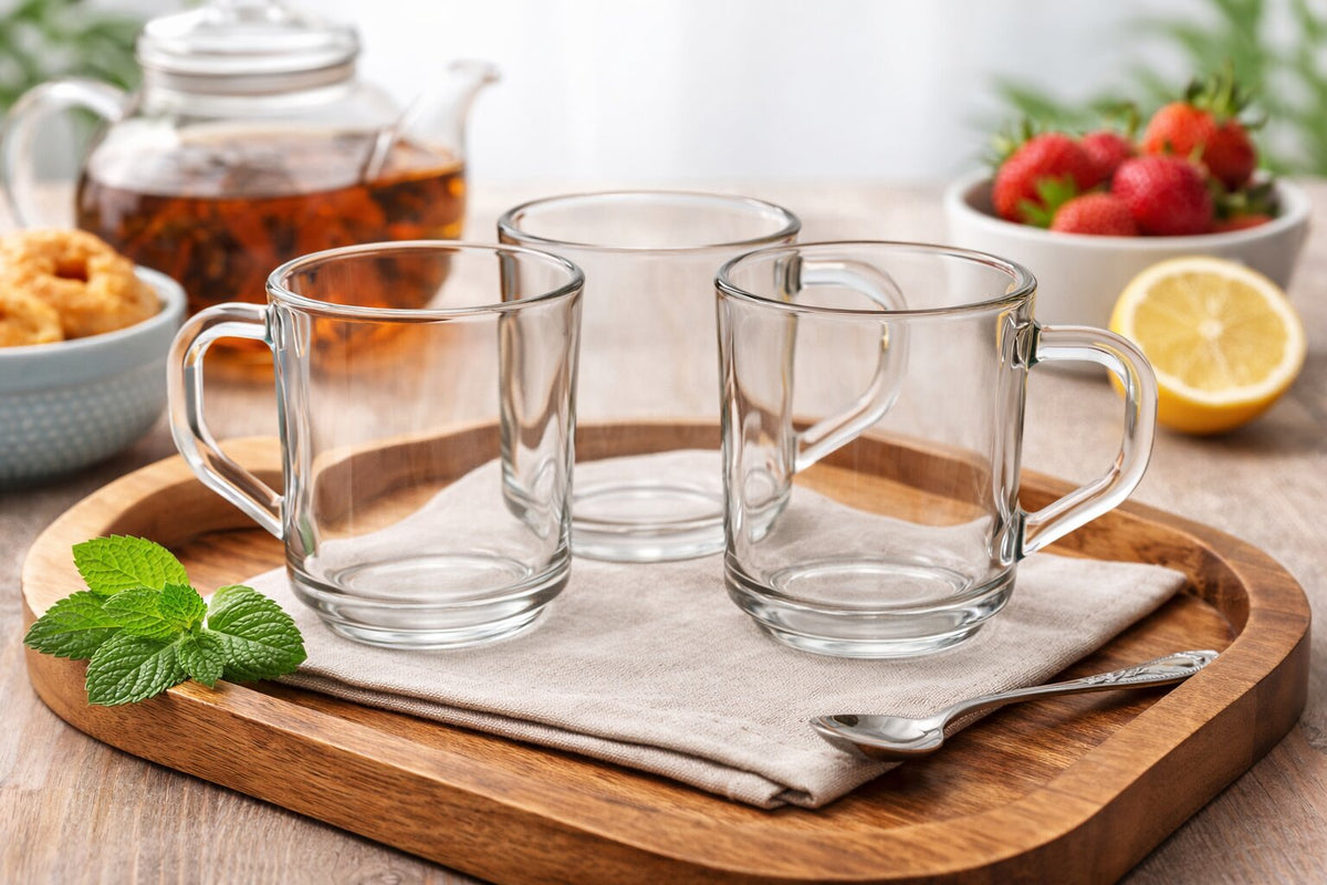 BigDean 6 Stück Teegläser Set Teegläser mit Henkel 230 ml Latte Macchiato Gläser robustes Teeglas Latte Macchiato Gläser mit Henkel Cappuccino Gläser Latte Gläser Kaffeegläser Kaffee Gläser image 5