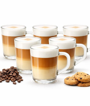 6er Set Latte Macchiato Gläser mit Henkel 230 ml klare Latte Gläser & Cappuccino Gläser Kaffeegläser