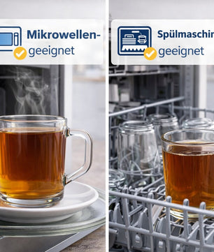 6er Set Latte Macchiato Gläser mit Henkel 230 ml klare Latte Gläser & Cappuccino Gläser Kaffeegläser 4