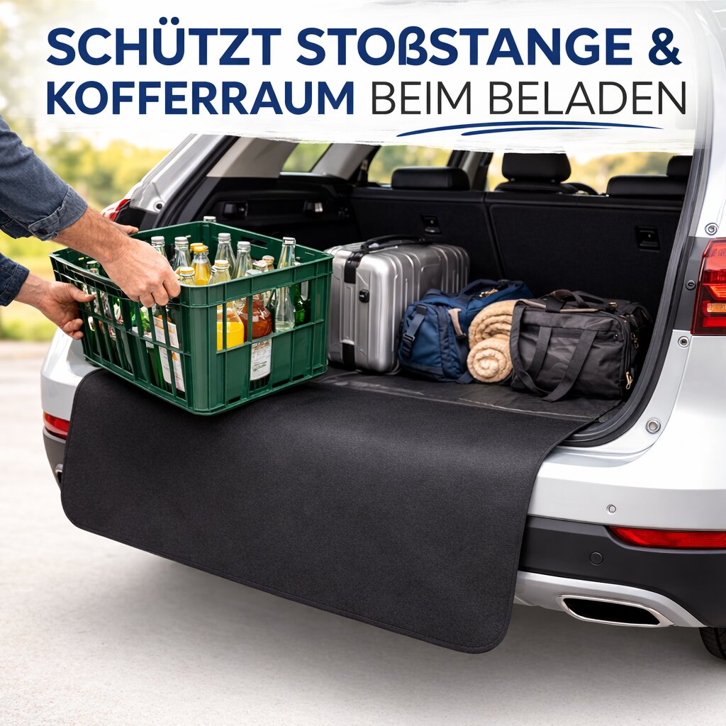 BigDean Ladekantenschutz Kofferraum 100x70 cm – Kofferraumschutz Auto Hund, Stoßstangenschutz & Kofferraum Schutzmatte Kofferraumschutz hund, wasserdicht, kratzfest, universal Kofferraummatte für PKW SUV Kombi, mit Klett image 2