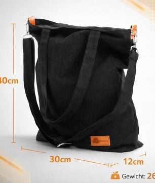 Canvas Umhängetasche Damen groß – Shopper Schultertasche mit Reißverschluss & vielen Fächern 3