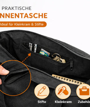 Canvas Umhängetasche Damen groß – Shopper Schultertasche mit Reißverschluss & vielen Fächern 5