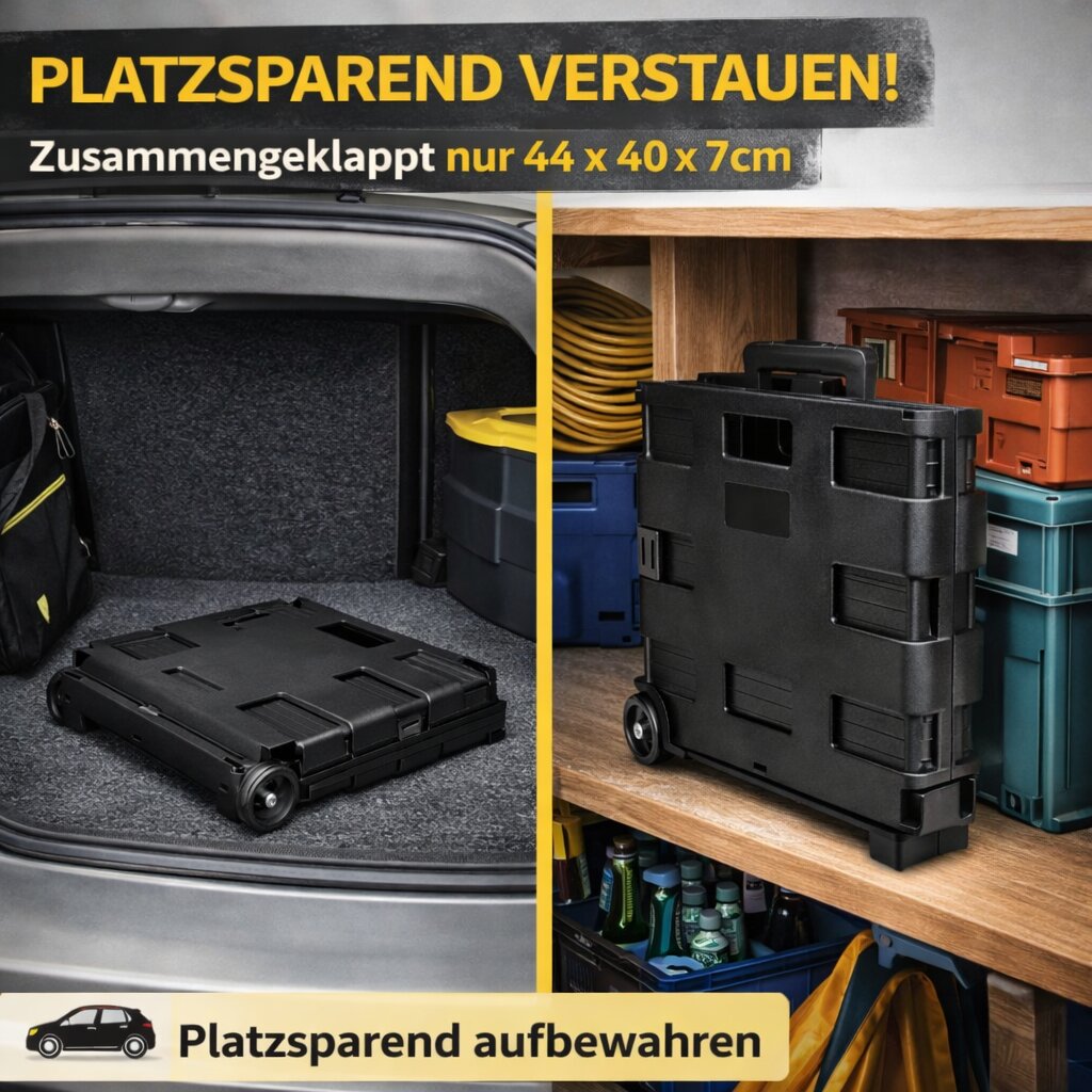 BigDean Werkzeugtrolley leer klappbar bis 35kg - Transportbox mit Rollen & Teleskopgriff - Einkaufstrolley klappbar mobile Aufbewahrungsbox faltbar - Werkzeugkiste Werkzeugwagen Transportkiste Rollbox image 5