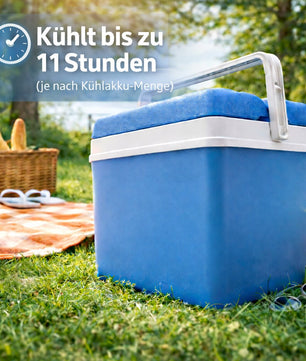 Kühlbox 24 Liter Set inkl. 6 Kühlakkus, blau/weiß, ohne Strom, bis zu 11 Std. Kühlung Made in Europe 2
